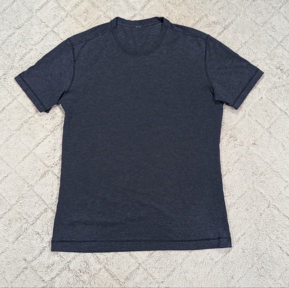 Lululemon Shirt Mens M Blue Heathered Fundamental Cotton Soft Stretch Casual   - Picture 1 of 7